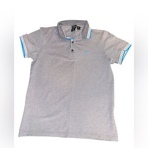 Hugo Boss Gray and Blue Polo Shirt Classic Design